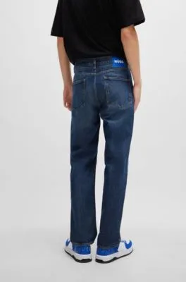 Vaqueros regular fit en denim azul marino lavado a la piedra