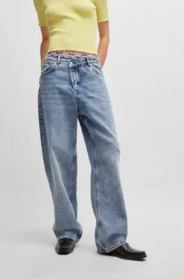 Vaqueros relaxed fit de denim azul cuarzo