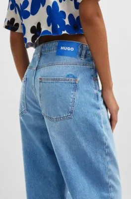 Vaqueros relaxed fit de denim de algodón azul medio