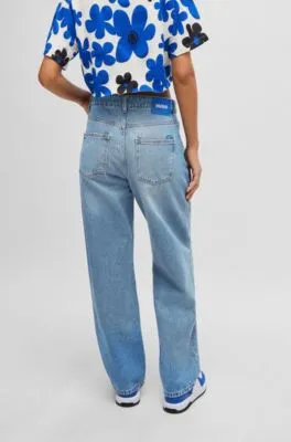 Vaqueros relaxed fit de denim de algodón azul medio