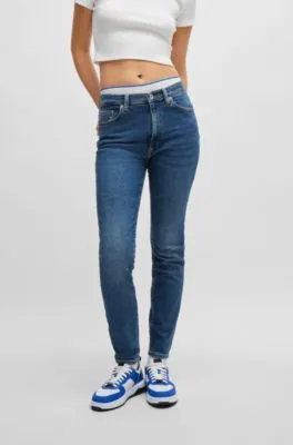Vaqueros skinny fit de denim elástico azul medio