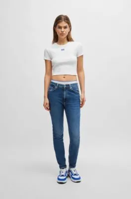 Vaqueros skinny fit de denim elástico azul medio