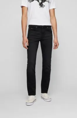 Vaqueros slim fit de tejido denim superelástico negro