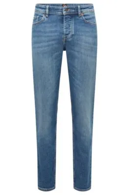 Vaqueros tapered fit de cómodo denim elástico azul
