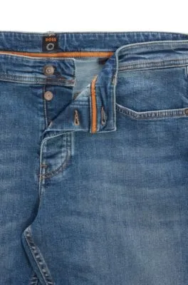 Vaqueros tapered fit de cómodo denim elástico azul