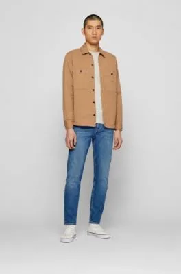 Vaqueros tapered fit de cómodo denim elástico azul