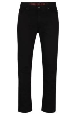 Vaqueros tapered fit de cómodo denim elástico negro