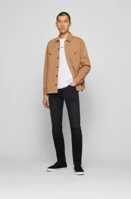 Vaqueros tapered fit de tejido vaquero superelástico en negro lavado