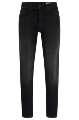 Vaqueros tapered fit de tejido vaquero supereslástico en negro
