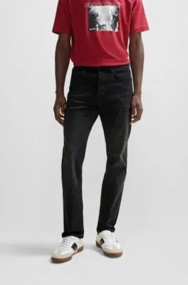 Vaqueros tapered fit de tejido vaquero supereslástico en negro