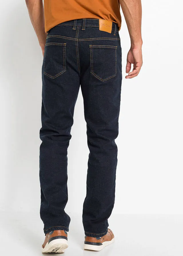 Vaqueros térmicos elásticos de corte clásico y recto Azul vaquero oscuro