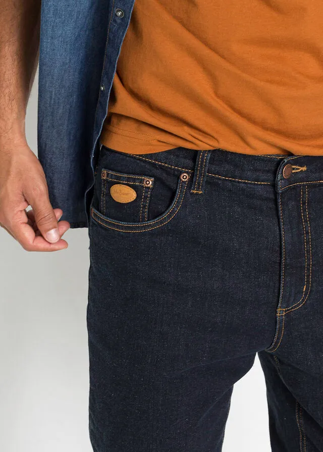 Vaqueros térmicos elásticos de corte clásico y recto Azul vaquero oscuro