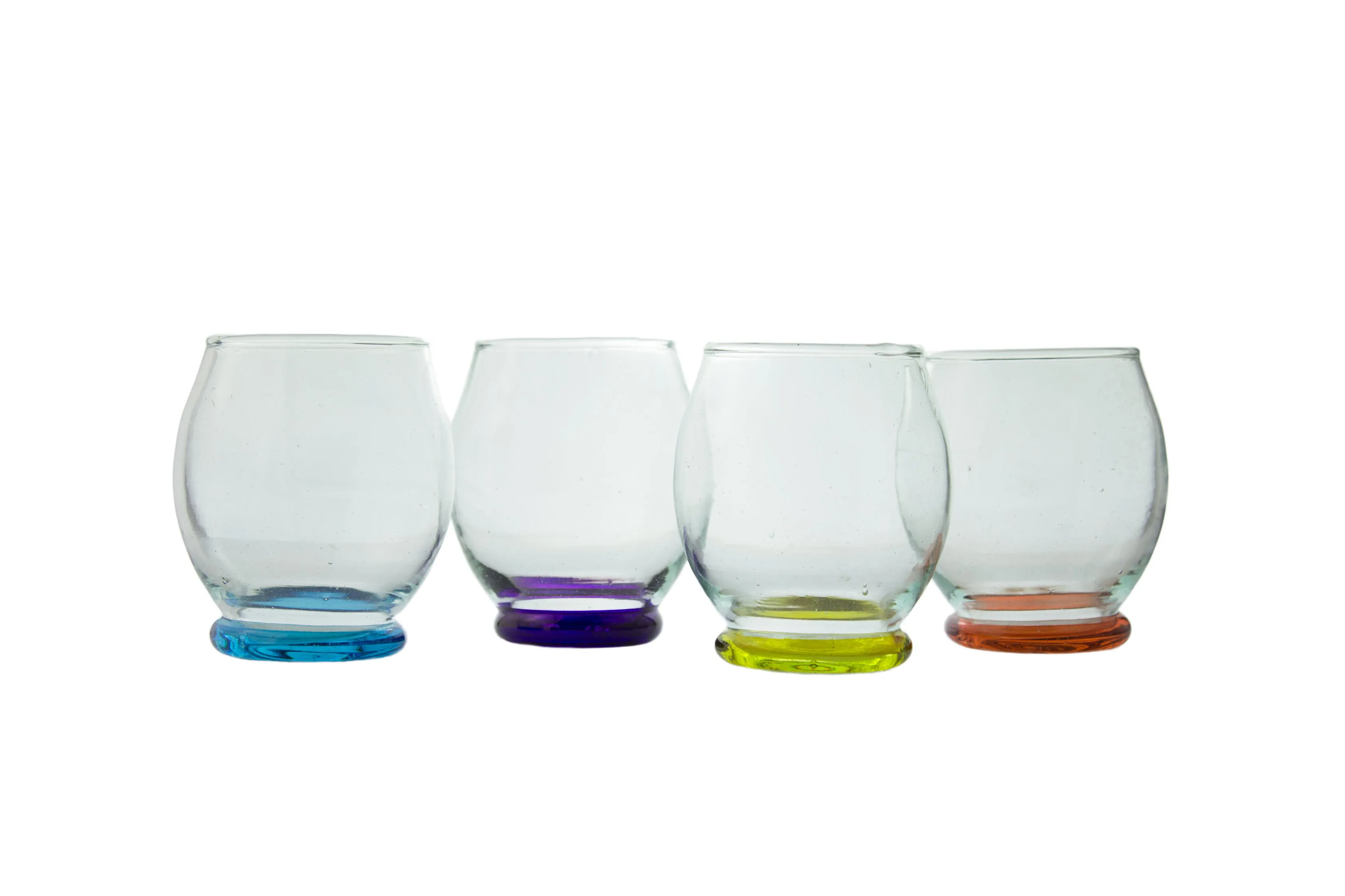 VASO  SET DE 4 (9 CM DE ALTO X 6 CM DE DIáMETRO) TRADICIONAL DE COLOR
