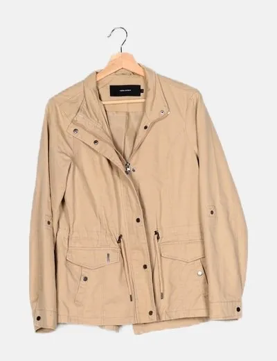 Vero Moda Chaqueta beige cremallera