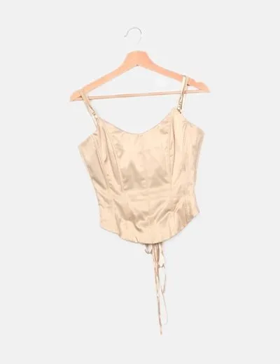 Vero Moda Corset beige satinado