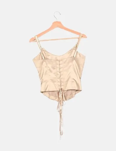 Vero Moda Corset beige satinado