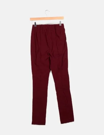 Vero Moda Pantalón pitillo burdeos