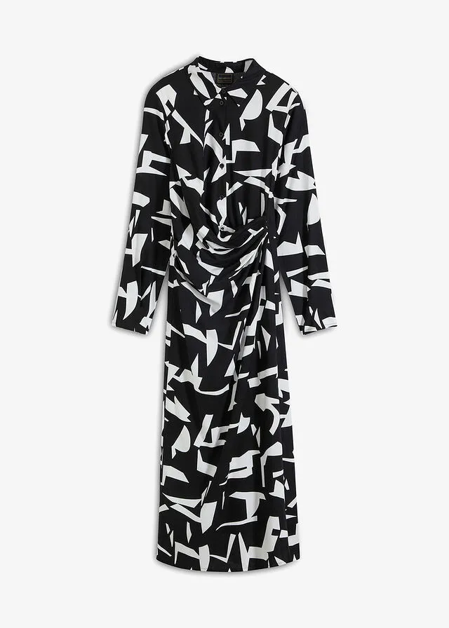 VESTIDO CAMISERO NEGROBLANCO CON ESTAMPADO GRáFICO