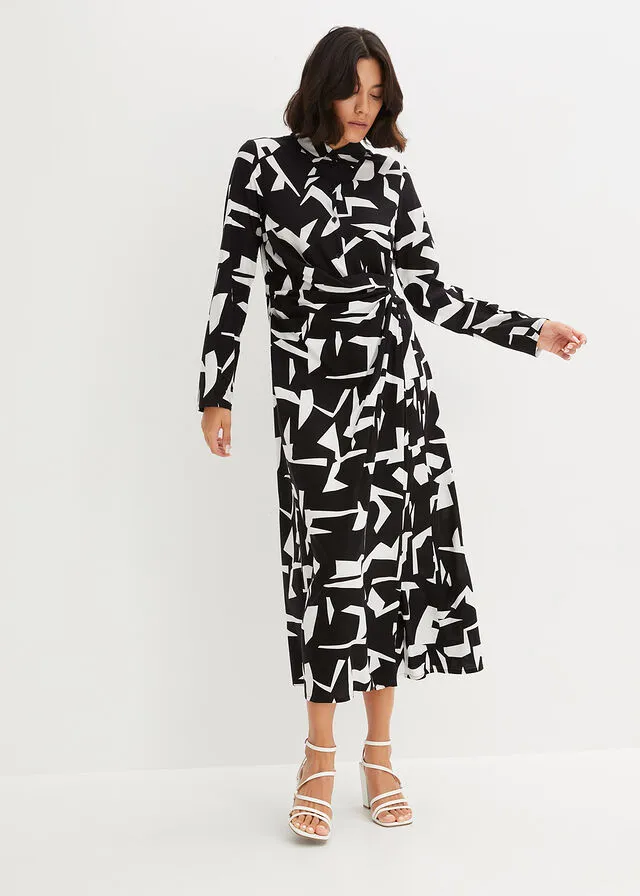 VESTIDO CAMISERO NEGROBLANCO CON ESTAMPADO GRáFICO
