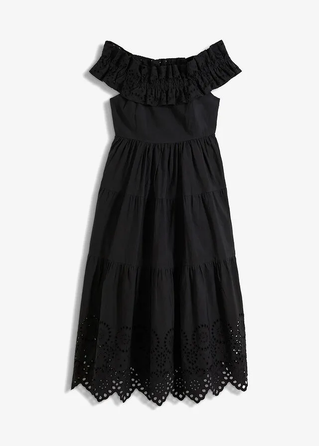 Vestido con escote bañera Negro