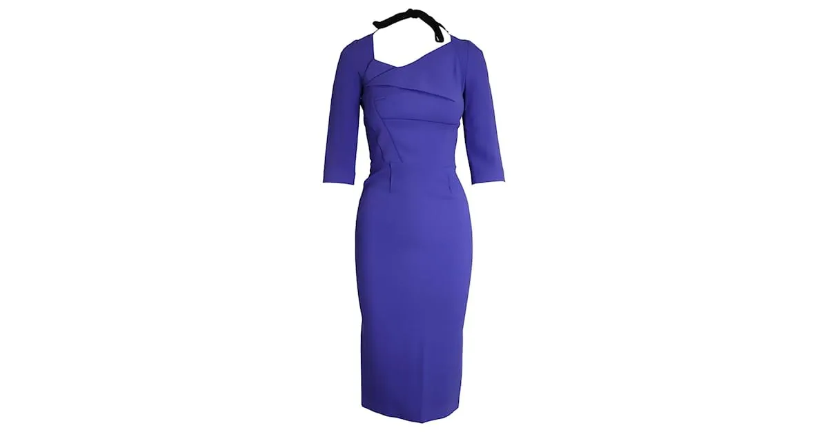 Vestido con espalda escotada y plisado asimétrico Roland Mouret en viscosa violeta Púrpura 