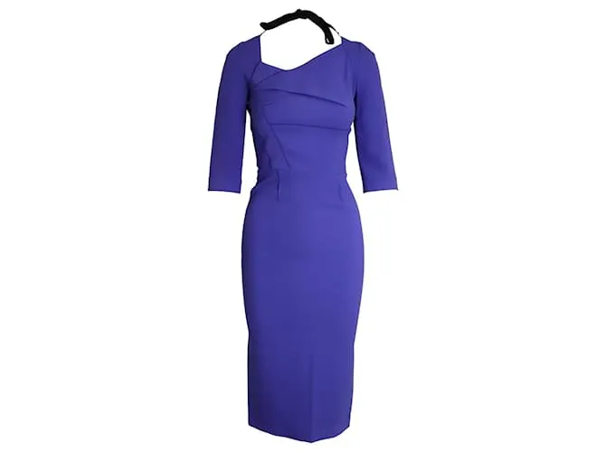 Vestido con espalda escotada y plisado asimétrico Roland Mouret en viscosa violeta Púrpura 
