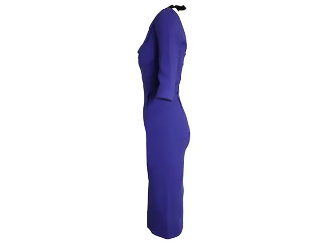 Vestido con espalda escotada y plisado asimétrico Roland Mouret en viscosa violeta Púrpura 