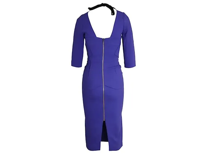 Vestido con espalda escotada y plisado asimétrico Roland Mouret en viscosa violeta Púrpura 
