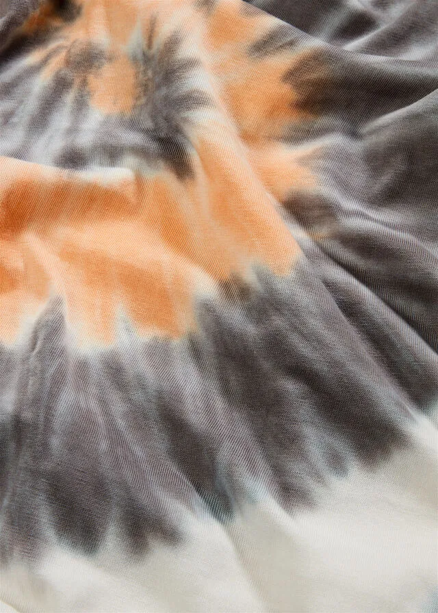 VESTIDO CON ESTAMPADO BATIK GRIS HUMONARANJABLANCO ESTAMPADO