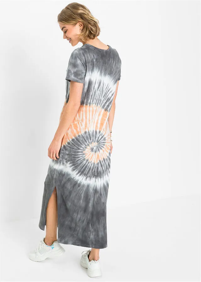 VESTIDO CON ESTAMPADO BATIK GRIS HUMONARANJABLANCO ESTAMPADO