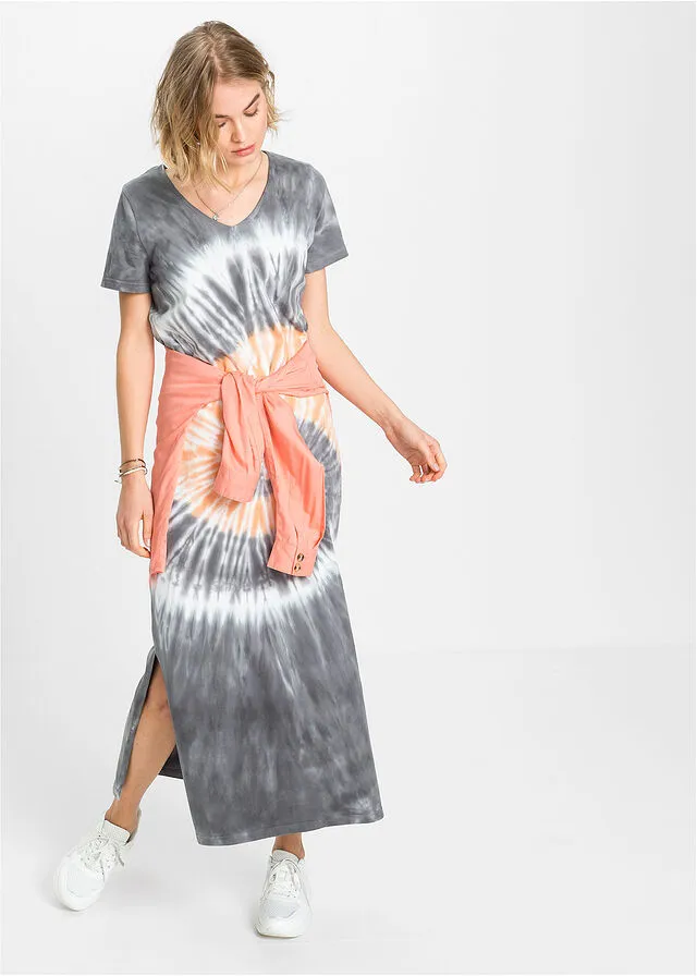 VESTIDO CON ESTAMPADO BATIK GRIS HUMONARANJABLANCO ESTAMPADO