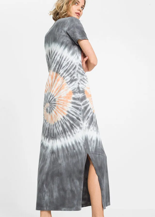 VESTIDO CON ESTAMPADO BATIK GRIS HUMONARANJABLANCO ESTAMPADO