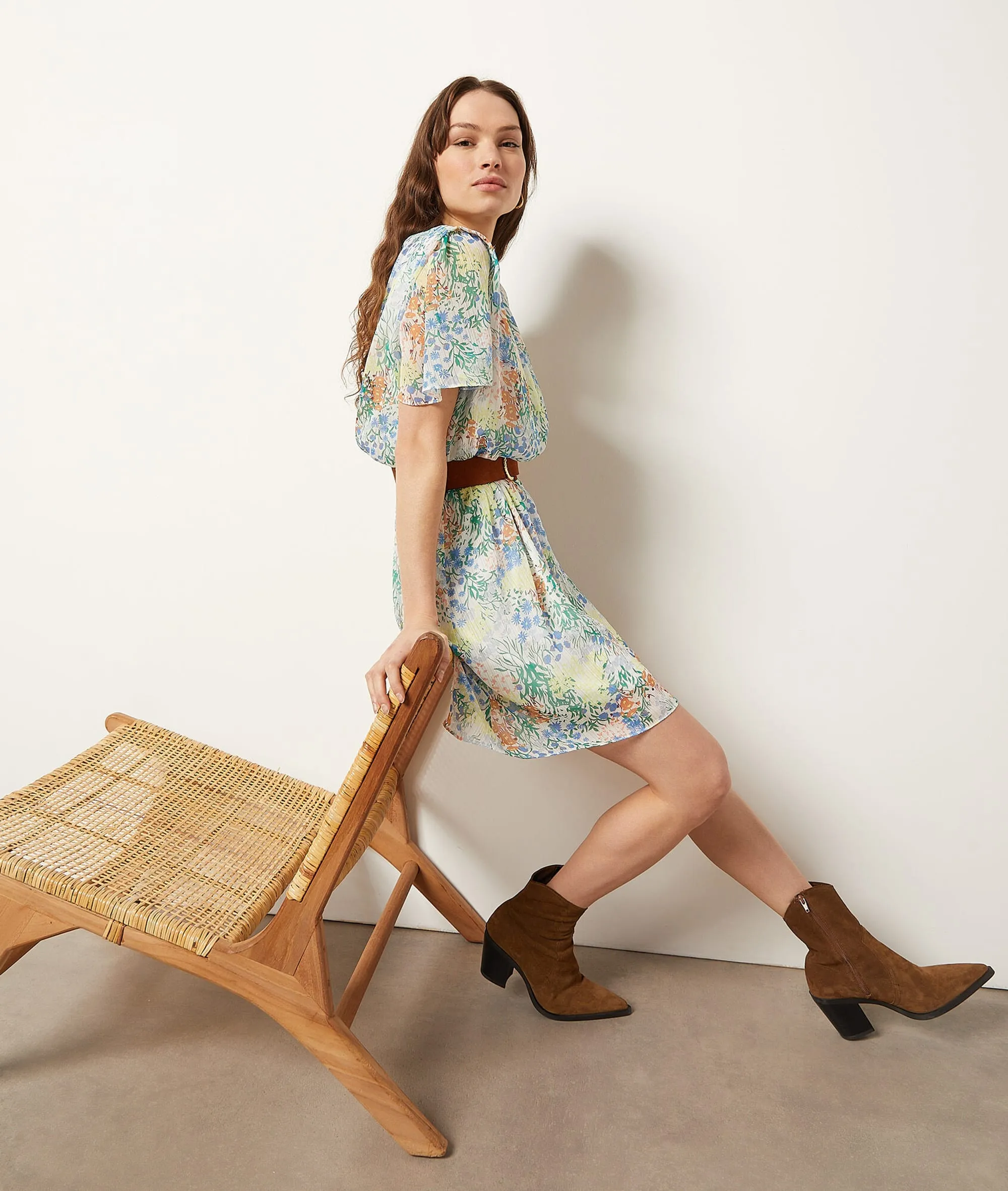 VESTIDO CORTO ESTAMPADO FLORAL PATO IMP FD BLANC  ETAM