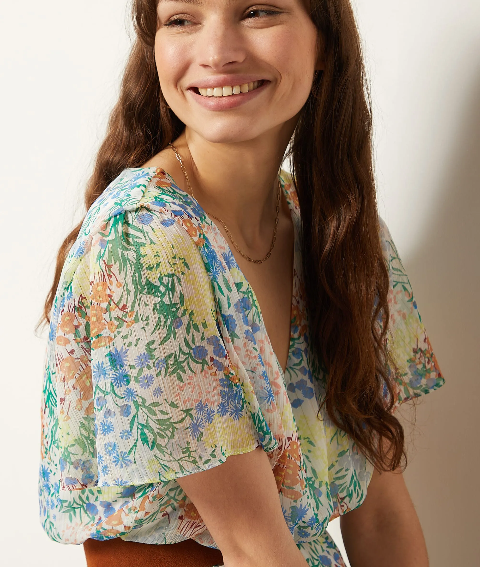 VESTIDO CORTO ESTAMPADO FLORAL PATO IMP FD BLANC  ETAM