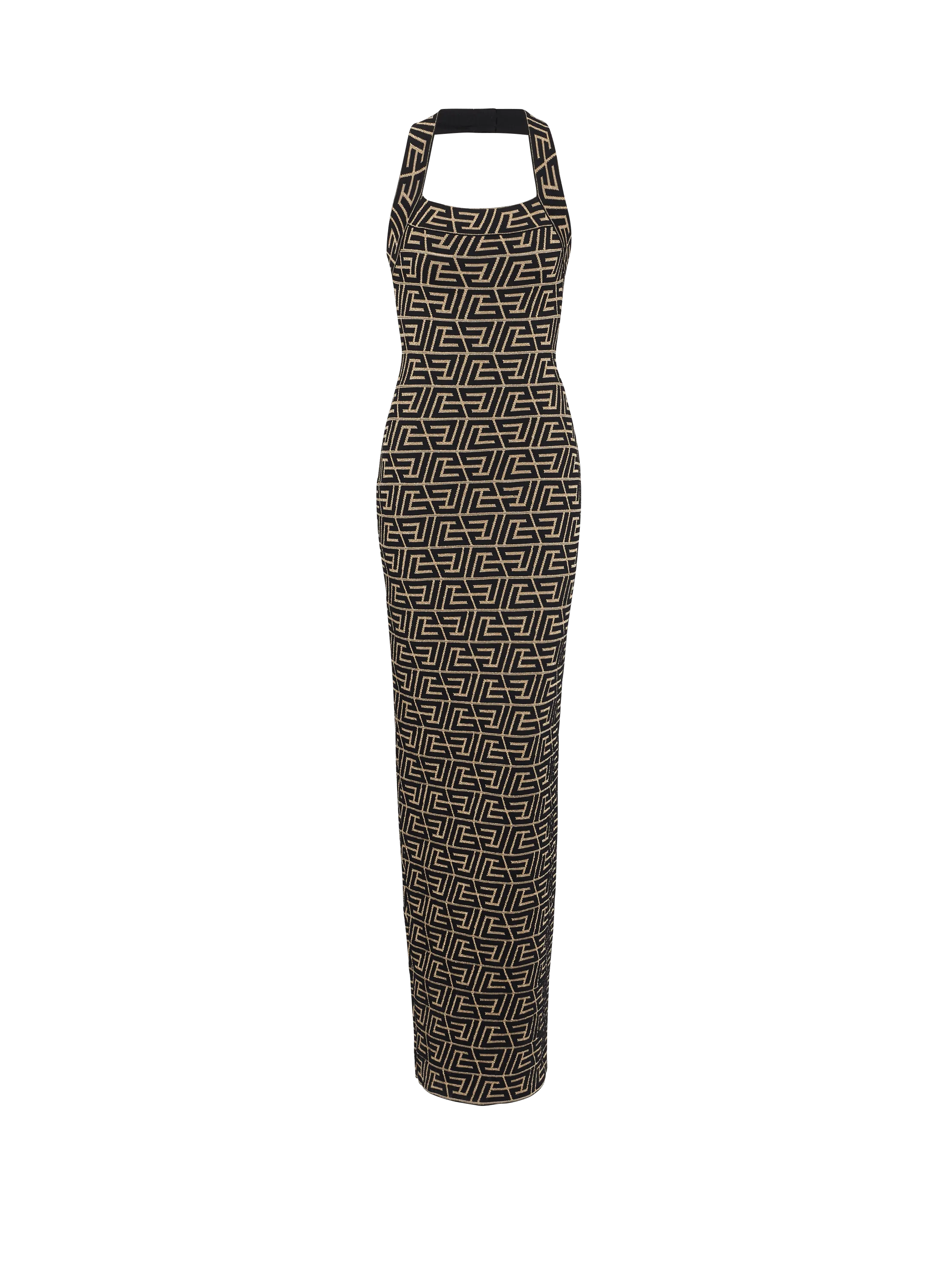 Vestido de espalda descubierta de punto con monograma