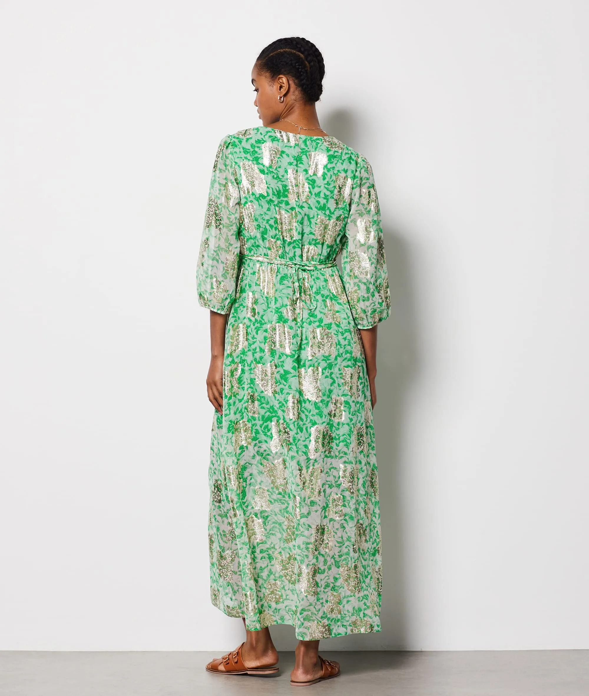 VESTIDO ESTAMPADO CON IRIDISCENCIAS UYARA IMP FD BLANC  ETAM