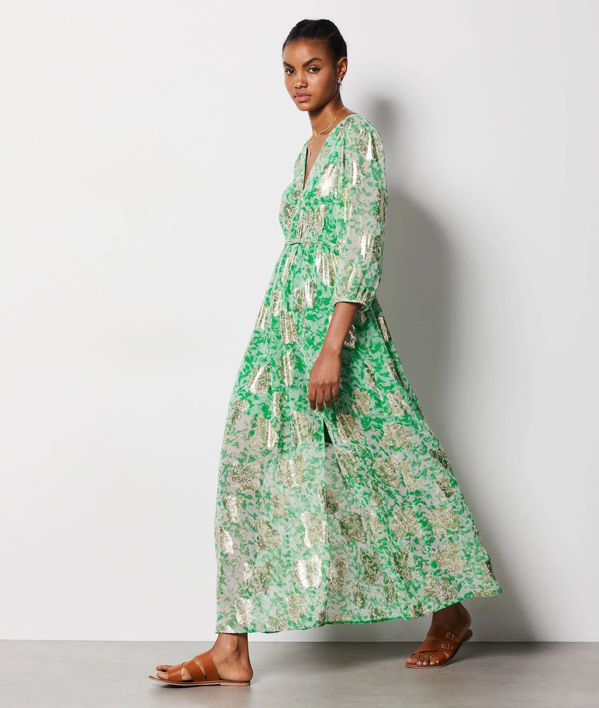 VESTIDO ESTAMPADO CON IRIDISCENCIAS UYARA IMP FD BLANC  ETAM