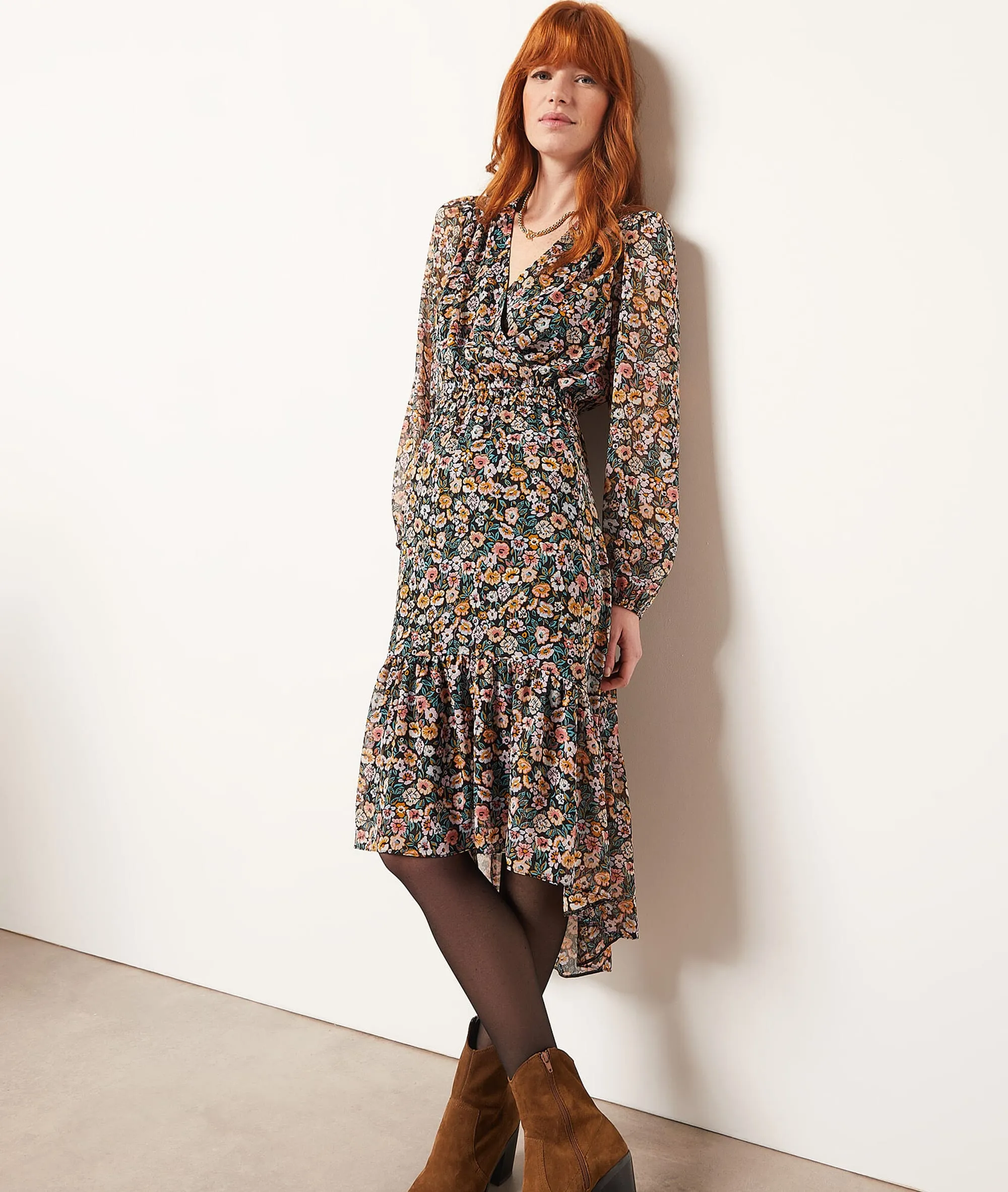 VESTIDO LARGO ESTAMPADO FLORAL MALONE MULTICOLORE  ETAM