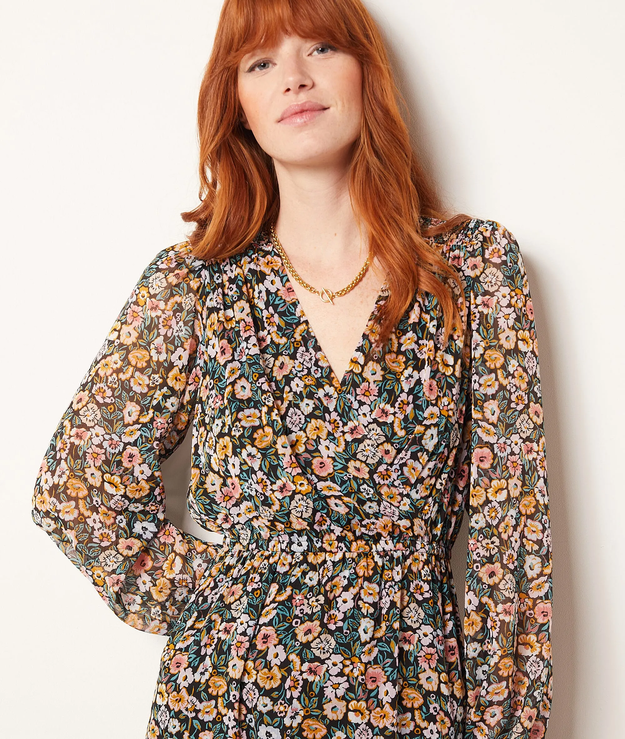 VESTIDO LARGO ESTAMPADO FLORAL MALONE MULTICOLORE  ETAM
