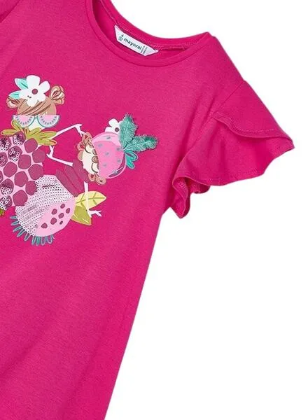 Vestido Mayoral Con Bolso Rosa Estampado De Niña