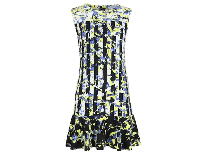 Vestido recto Peter Pilotto x Target en poliéster floral azul y amarillo 