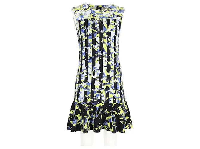 Vestido recto Peter Pilotto x Target en poliéster floral azul y amarillo 