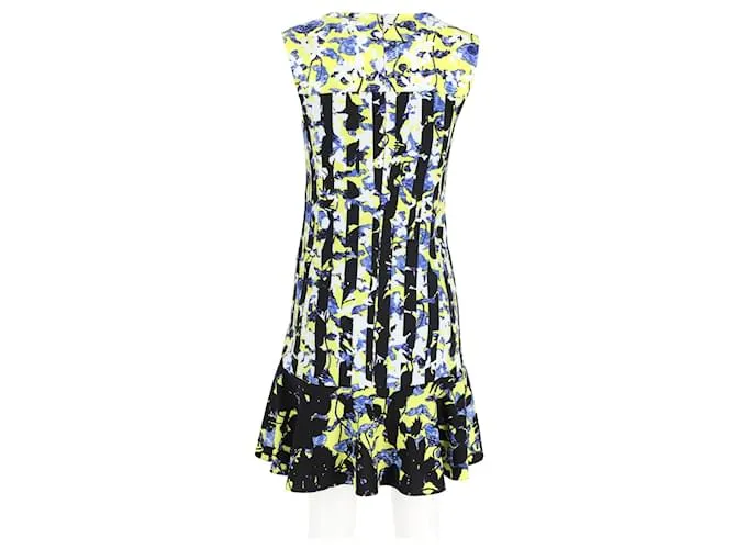 Vestido recto Peter Pilotto x Target en poliéster floral azul y amarillo 
