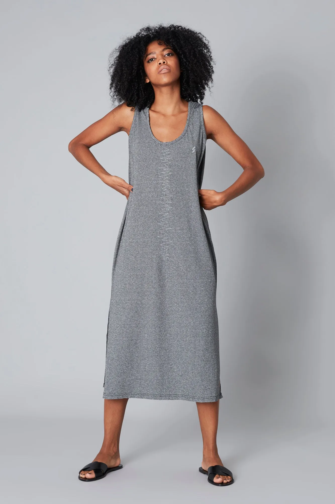 Vestido tirantes Z lurex & rayo negro
