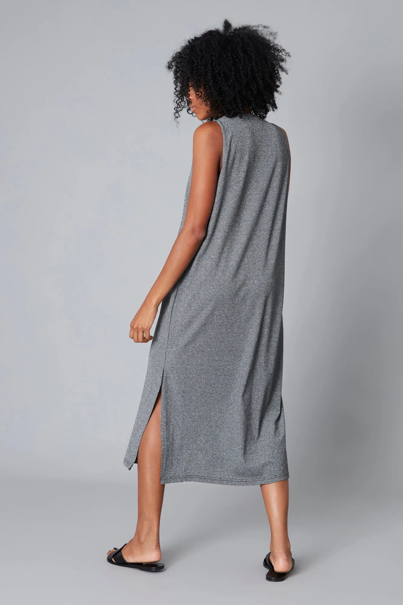Vestido tirantes Z lurex & rayo negro