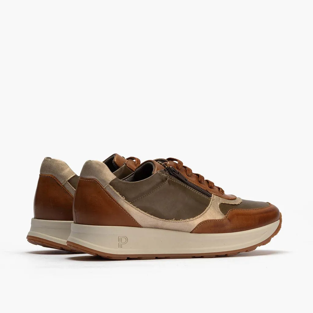 Zapato Deportivo con Cremallera mujer color cuero