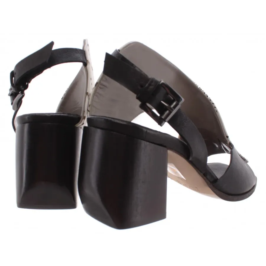 Zapatos Mujer iXOS Sandalias Talon Cardo Blanco Negro Piel Made In Italy Nuevo