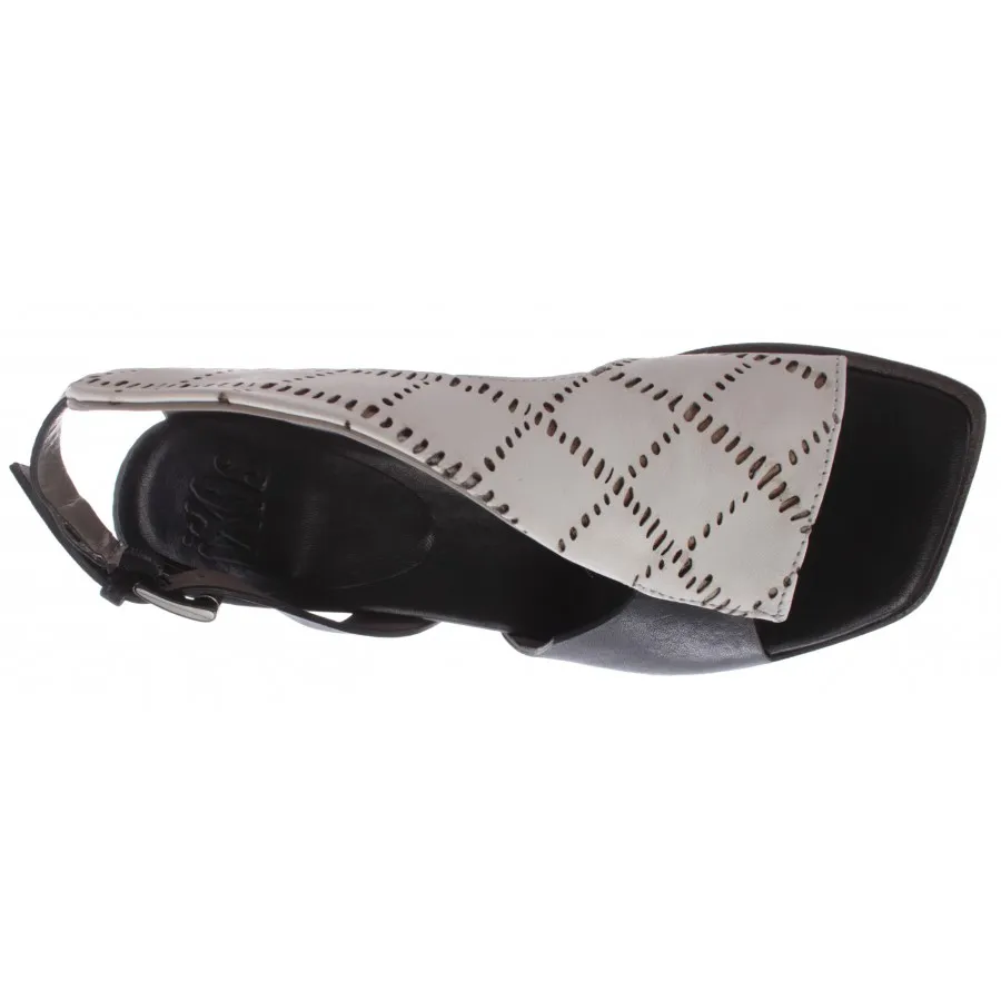 Zapatos Mujer iXOS Sandalias Talon Cardo Blanco Negro Piel Made In Italy Nuevo