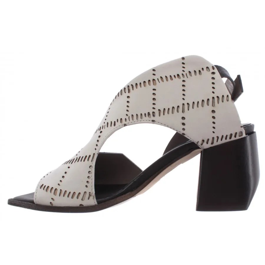 Zapatos Mujer iXOS Sandalias Talon Cardo Blanco Negro Piel Made In Italy Nuevo