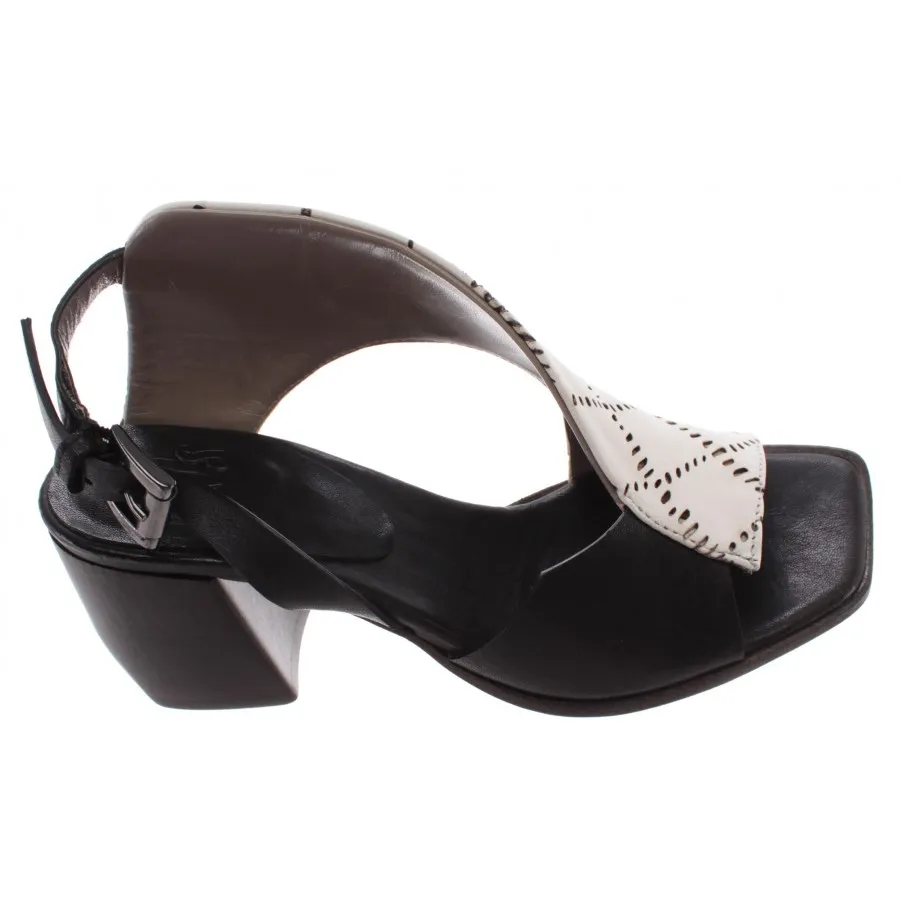 Zapatos Mujer iXOS Sandalias Talon Cardo Blanco Negro Piel Made In Italy Nuevo